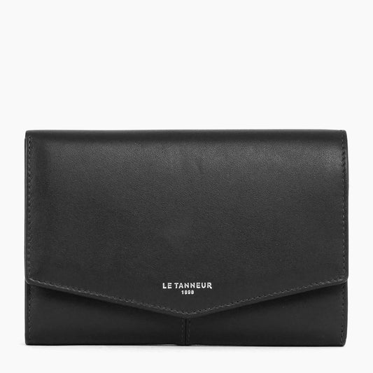 Charlotte Large Zipped Wallet In Smooth Black Leather
