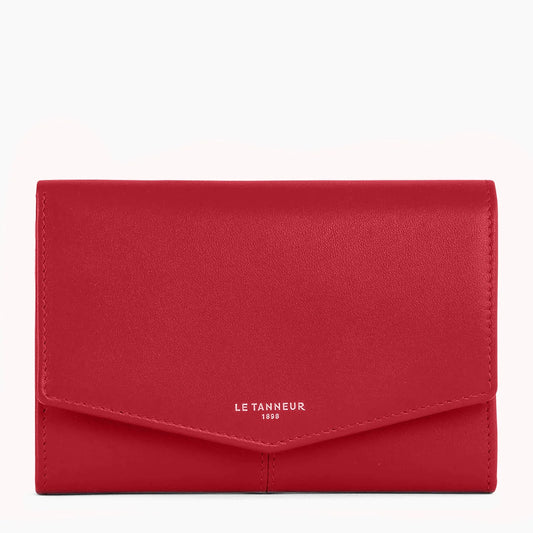 Charlotte Large Zipped Wallet In Smooth Red Leather