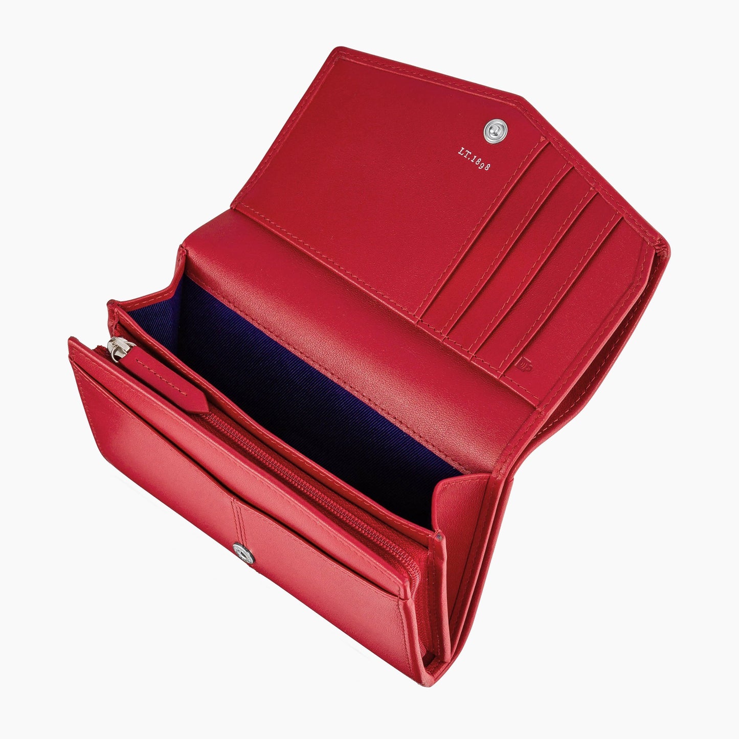 Charlotte Large Zipped Wallet In Smooth Red Leather