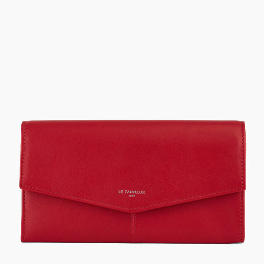 Charlotte Zipped Travel Companion In Red Smooth Leather