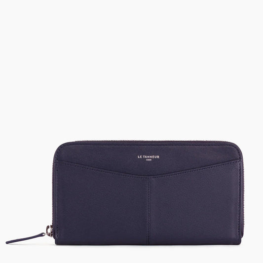 Charlotte Zipped Travel Companion With Flap In Twilight Smooth Leather
