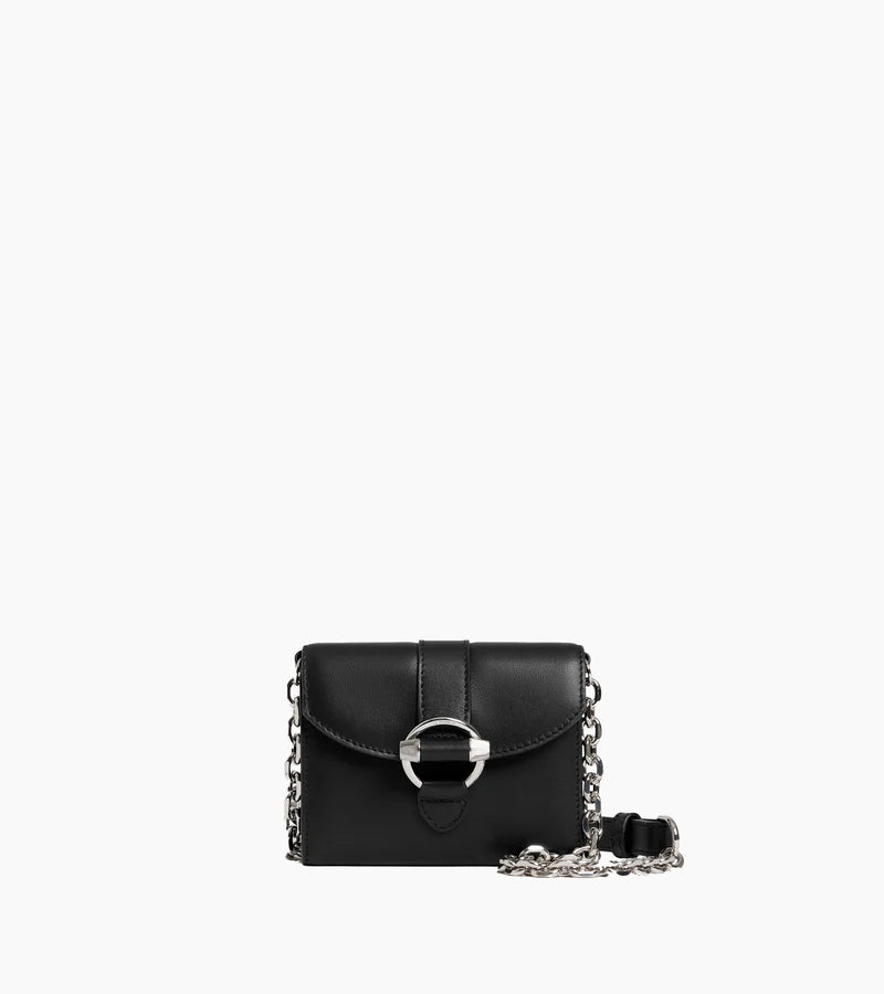 Pia Card Holder Bag With Removable Strap In Smooth Black Leather
