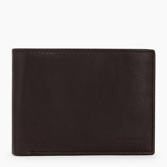 Gary Medium Horizontal Wallet Model 2 Flaps In Oiled Brown Leather