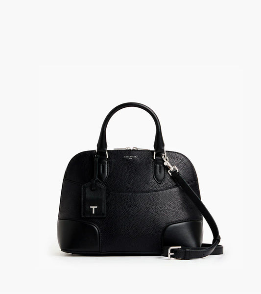 Romy Medium Handbag In Smooth Black Grained Leather