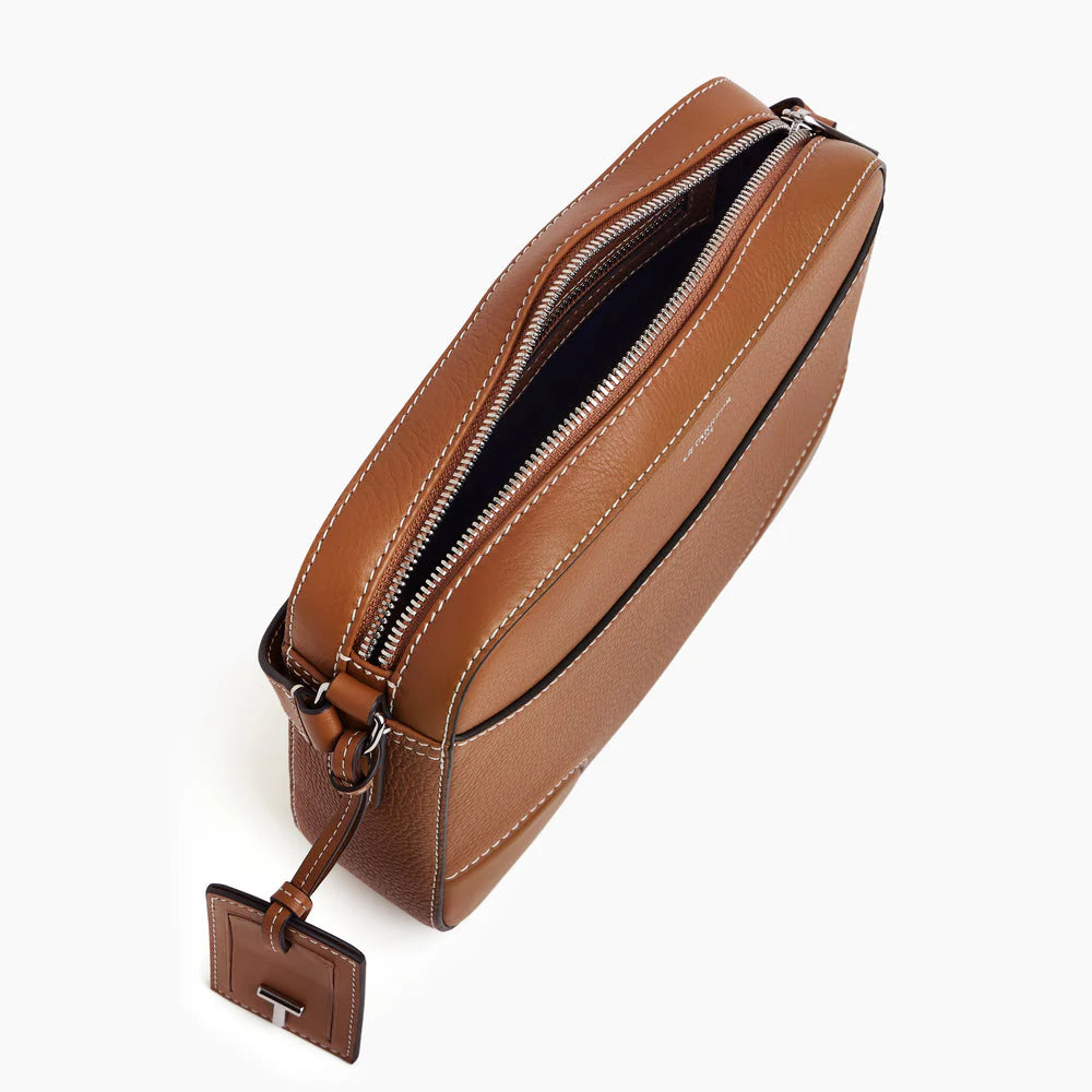 Romy Medium Shoulder bag In Smooth Brown Grained Leather