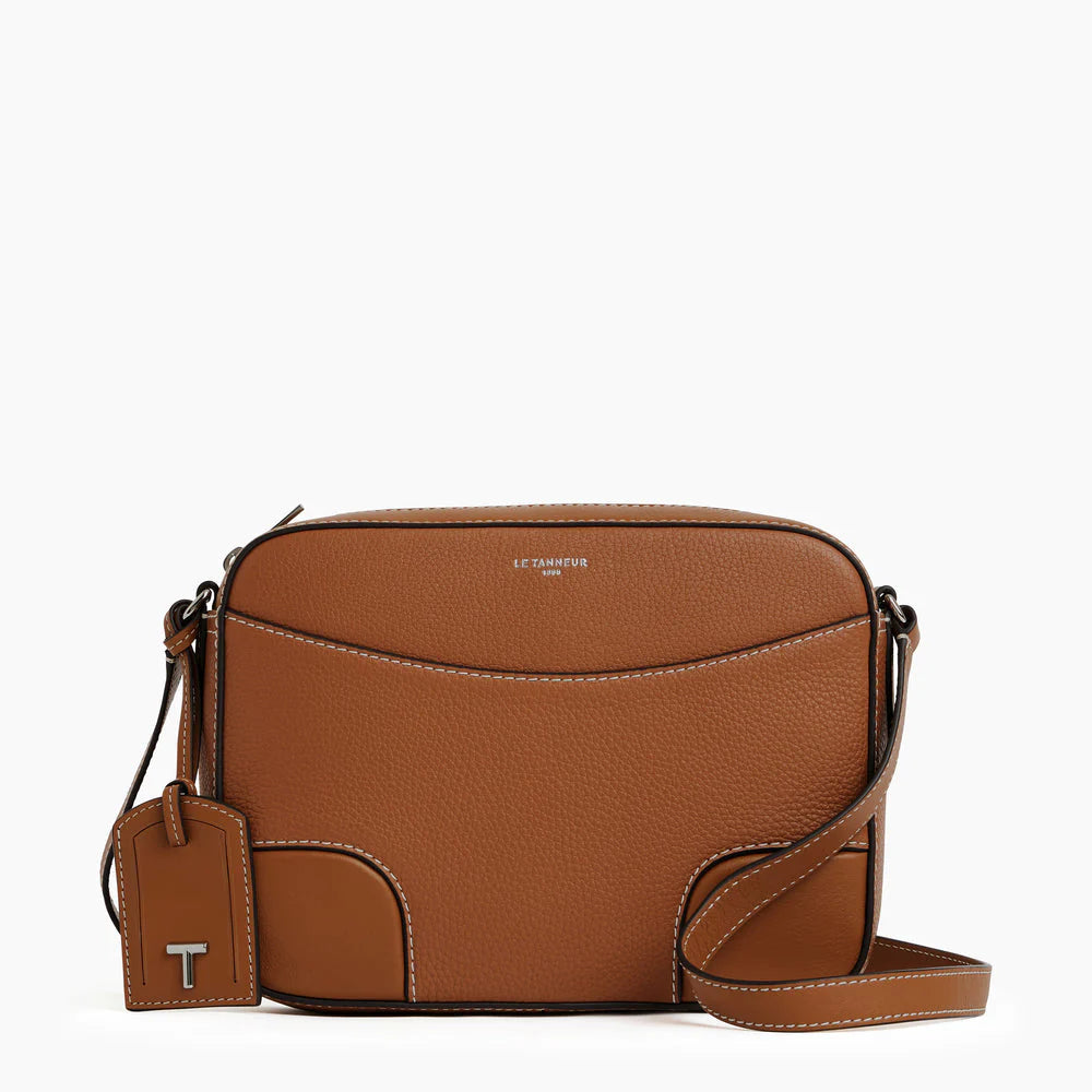 Romy Medium Shoulder bag In Smooth Brown Grained Leather