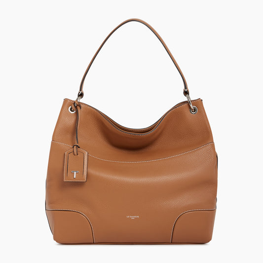 Romy Large Hobo Bag In Pebbled Gold Leather