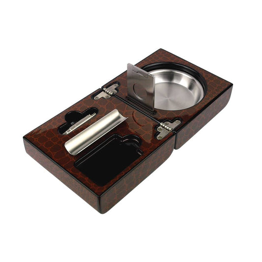Cigar Ashtray - Wooden Table Case in Brown Pattern
